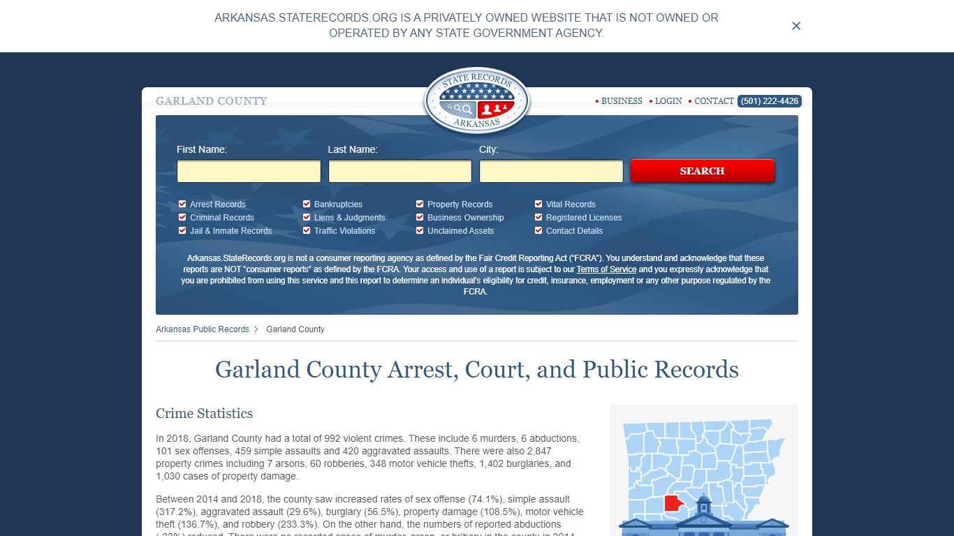 Garland County Arrest, Court, and Public Records